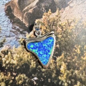 925 Sharktook inlaid blue Opal Hawaiian charm,Sterling silvers/14kw over laid